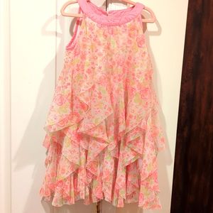 Christian Siriano Girls Dress, Size 5.  Pink/Green Tulle